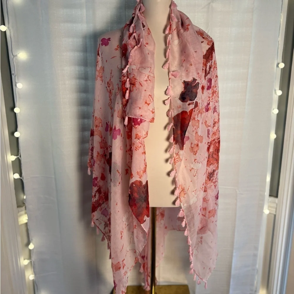 Peter Som Pink and Red Silk Scarf